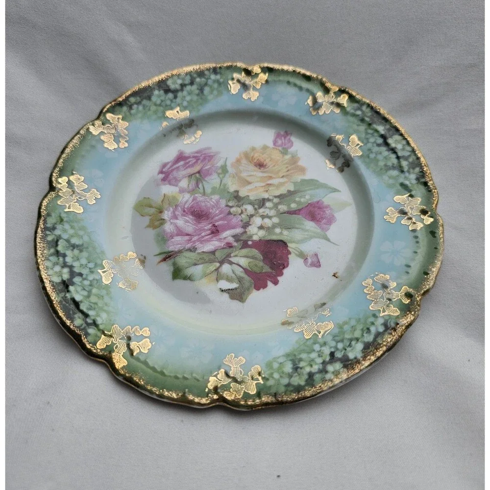 Vintage Three Crown China Germany Salad/Dessert Plate With Gold Accents 6 Inch